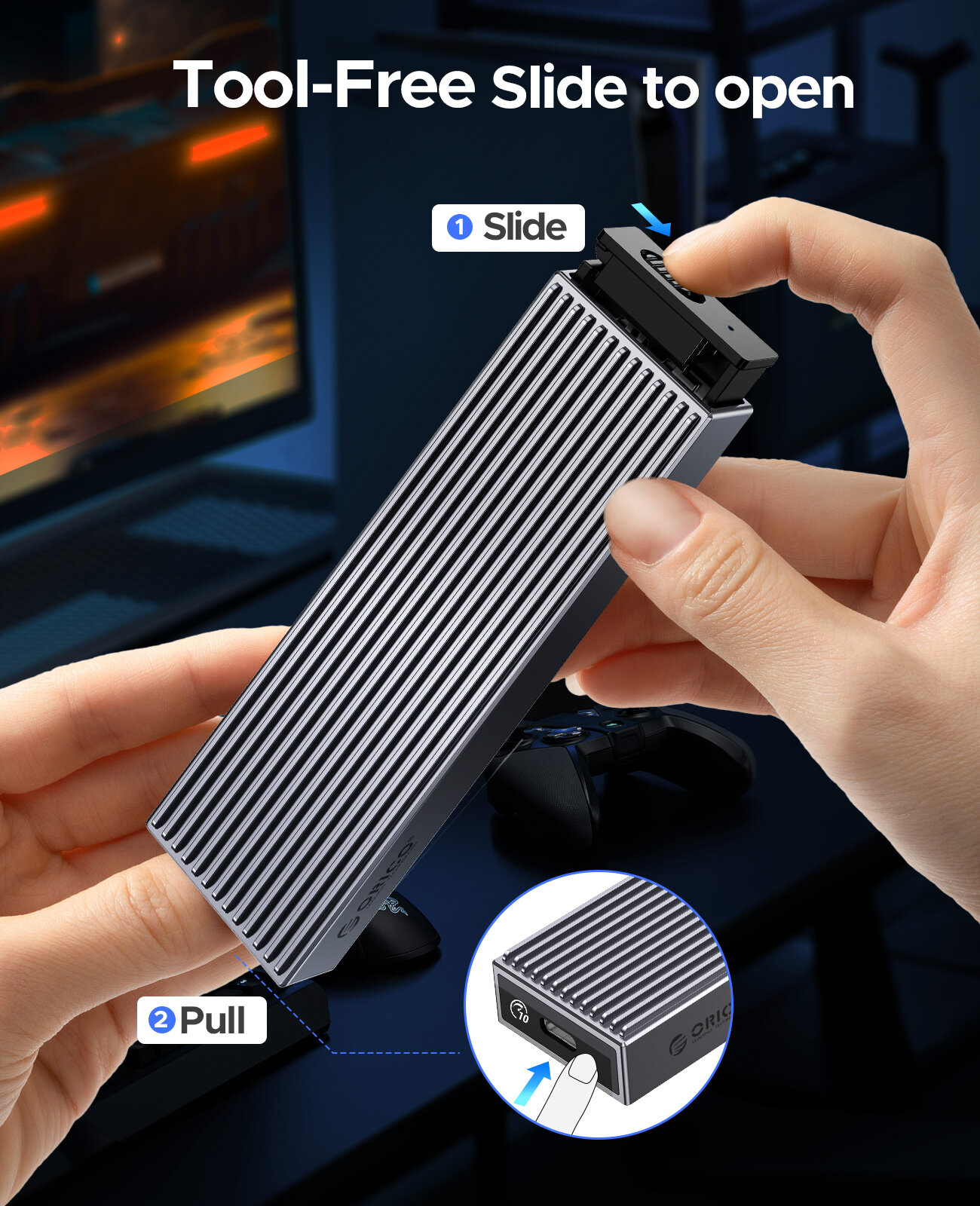 ORICO M2 NVMe SSD Case Metal 10Gbps USB3.1 GEN2 Type C M.2 SSD Enclosure M Key Solid State Drive Case Support UASP