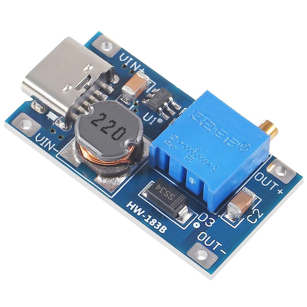 Mt3608 DC-DC 2A tăng áp có thể điều chỉnh mô-đun tăng cung cấp điện Mô đun Bộ tăng áp với Type-C USB 2V-24V đến 5V 9V 12V 28V cho Arduino