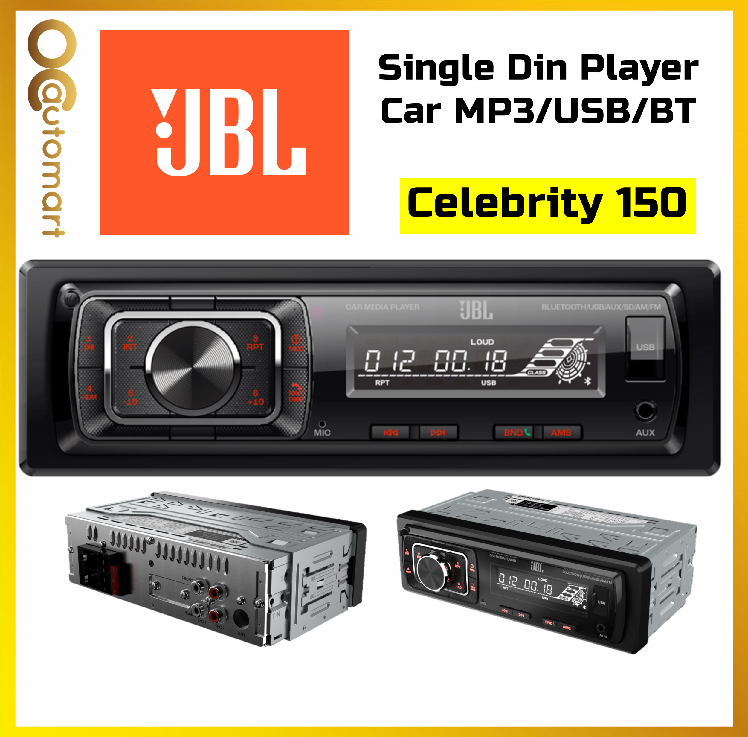 JBL Celebrity 100 Single DIN Bluetooth MP3 USB SD Digital Media Car Radio | No CD