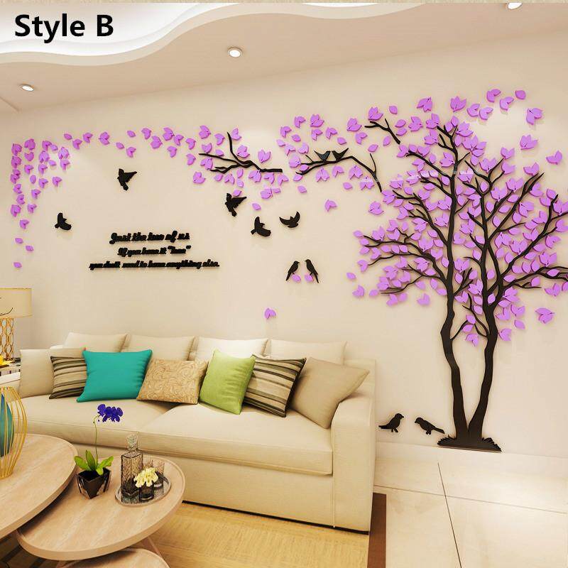 3D Acrylic Dán Tường Cặp Đôi Cây Dán Tường Nhà Phòng Khách Phòng Ngủ TV Nền Tường Thời Trang Decal Dán Tường Cây Xanh