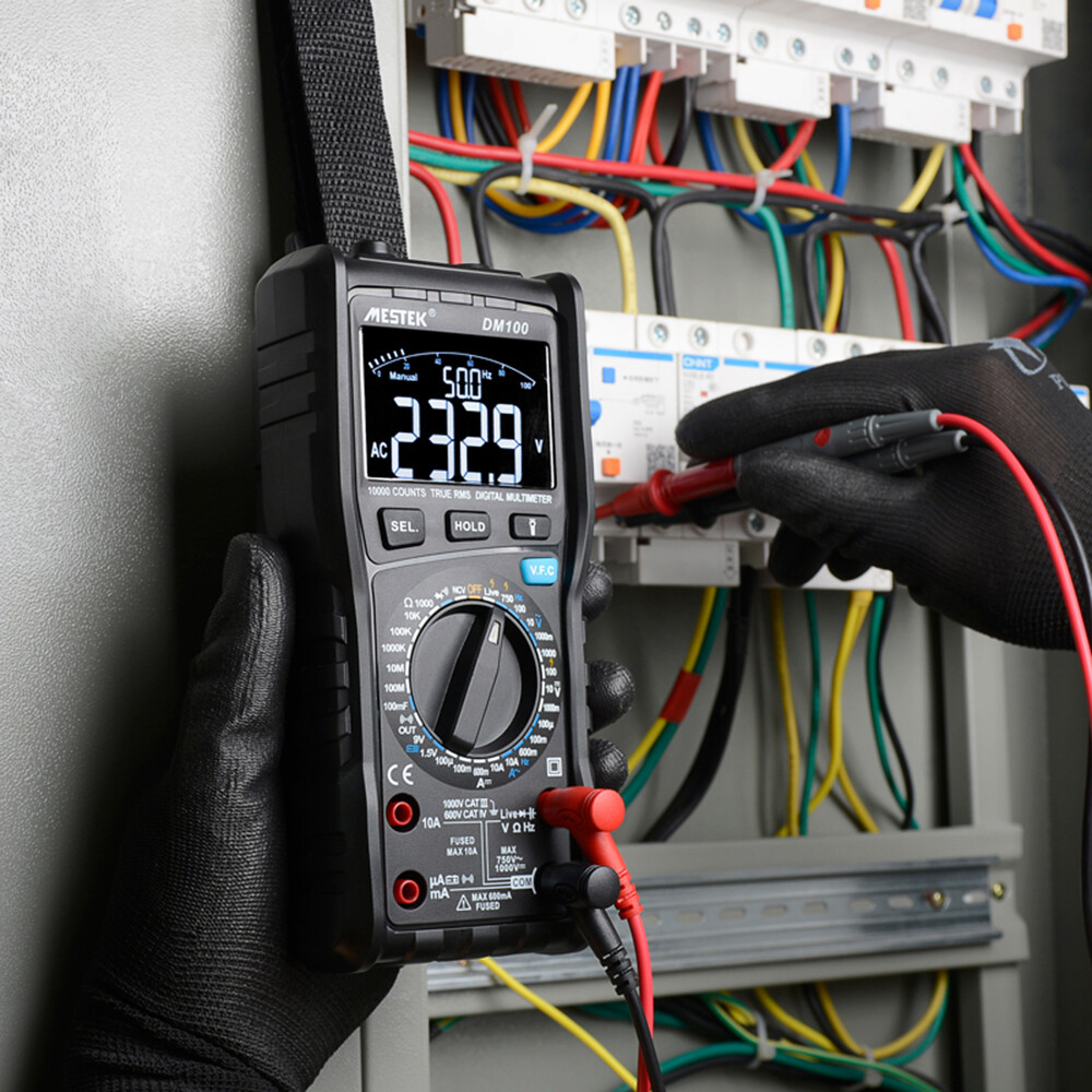 MESTEK Đồng Hồ Vạn Năng Kỹ Thuật Số Đa Chức Năng Đếm 10000 True RMS Đồng Hồ Vạn Năng Đo Điện Áp AC/DC Điện Trở Dòng Điện Tần Số Điện Dung Điốt Nhiệt Độ Và Độ Ẩm NCV Đồng Hồ Vạn Năng Báo Động Cầu Chì Chống Cháy