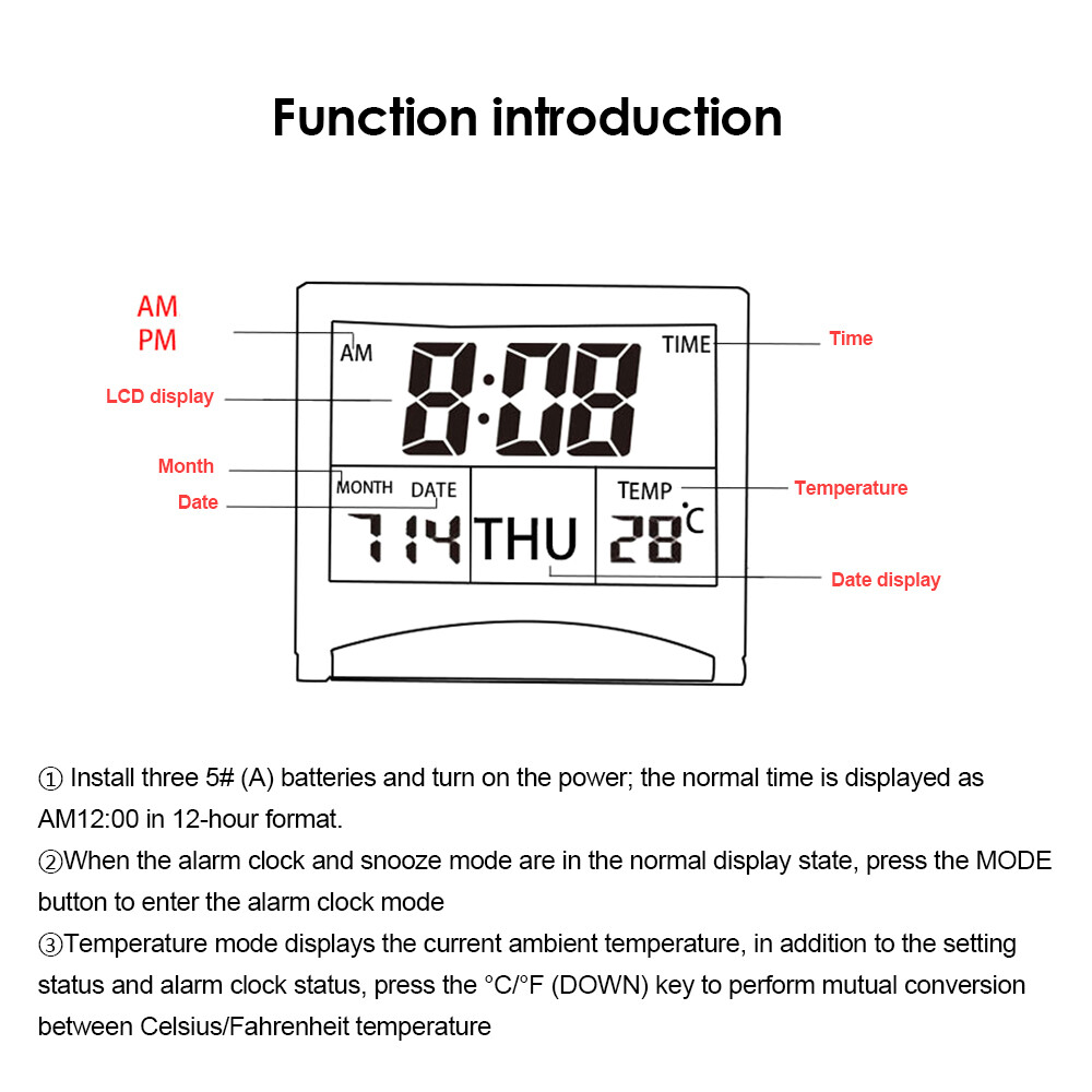 Shockley Foldable Desktop LCD Electronic Clock Temperature and Humidity Meter Multi-function Date Temperature and Humidity Meter Travel Clock