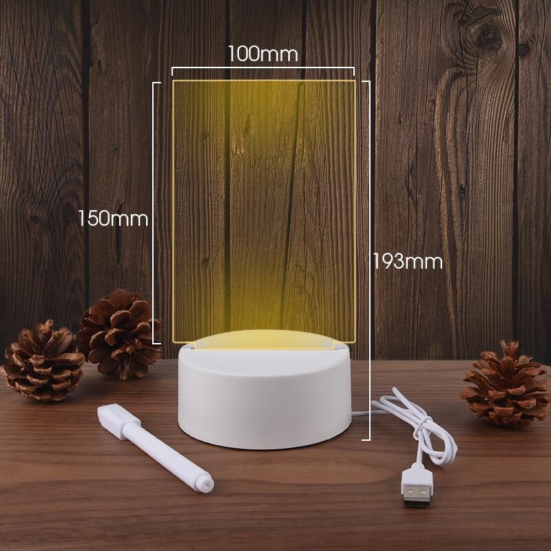 Transparent Message Board Light with Pen USB Luminous Lamp DIY Note Daily Memo Board Desktop Decor Led Night Lighting Gift for Children Girlfriend