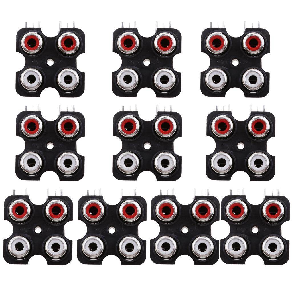 milageto 10pcs PCB Board 4 RCA Female Pin Jack Audio Video AV Socket Connector