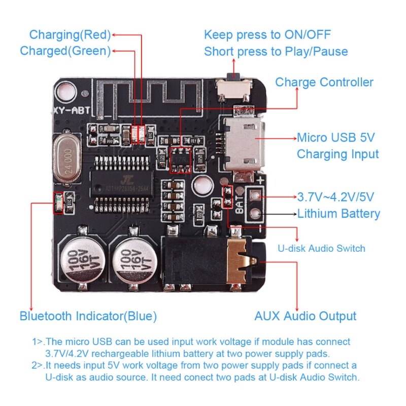 XY-ABT DIY Bluetooth-compatible 5.0 Audio-Receiver Module Car Speaker Amplifier Board MP3 Bluetooth-compatible Decoder