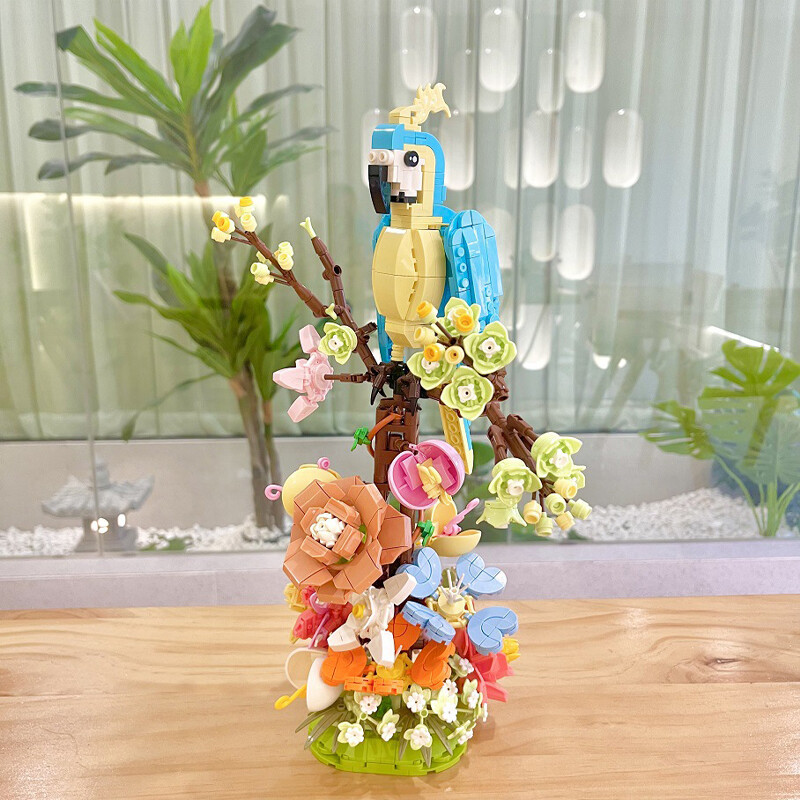 Building block flower puzzle building toy decoration gift Assembling assembling building block scene simulation animal office home, educational Stem toys, toy for kids