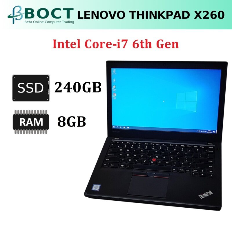 Lenovo ThinkPad X260 / Intel Core i7 6th Gen / 12.5-inch screen HD / SSD / HDMI / Mini Display Port / Webcam / Windows 10 Pro / Refurbished Malaysia
