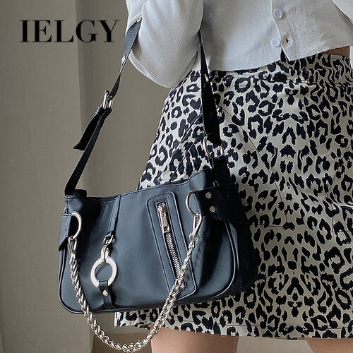 IELGY Small design underarm bag European and American trend nylon cloth chain portable handbag baguette bag
