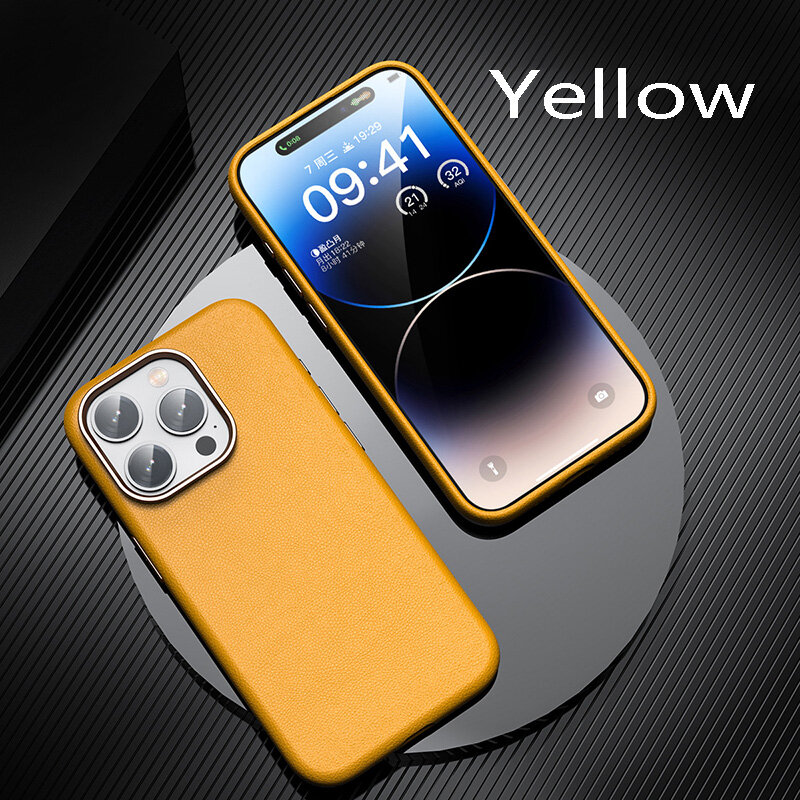 MagSafe Magnetic attraction Plain leather phone case for iPhone15 Pro Max protective case for iPhone15 Pro 15Plus full package shockproof phone case