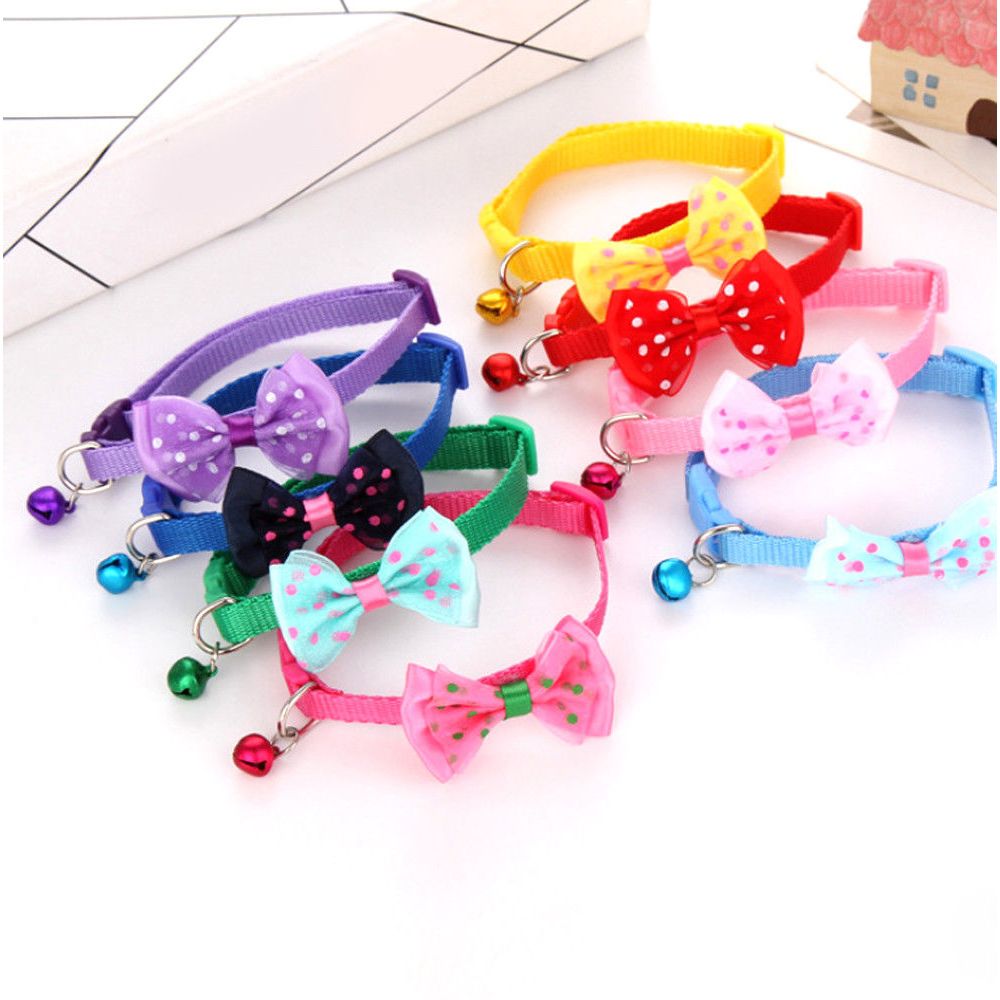 Dog Bow Bell Adjustable Kitten Collar Puppy Necktie Bowknot Cat