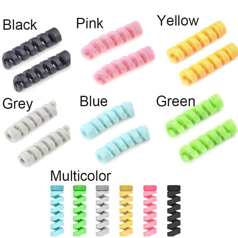 12 cái bảo vệ cáp phổ Silicone Cáp dữ liệu xoắn ốc Winder cuộn dây Bộ Kẹp giữ dây cáp cho cáp sạc bảo vệ cáp phụ kiện