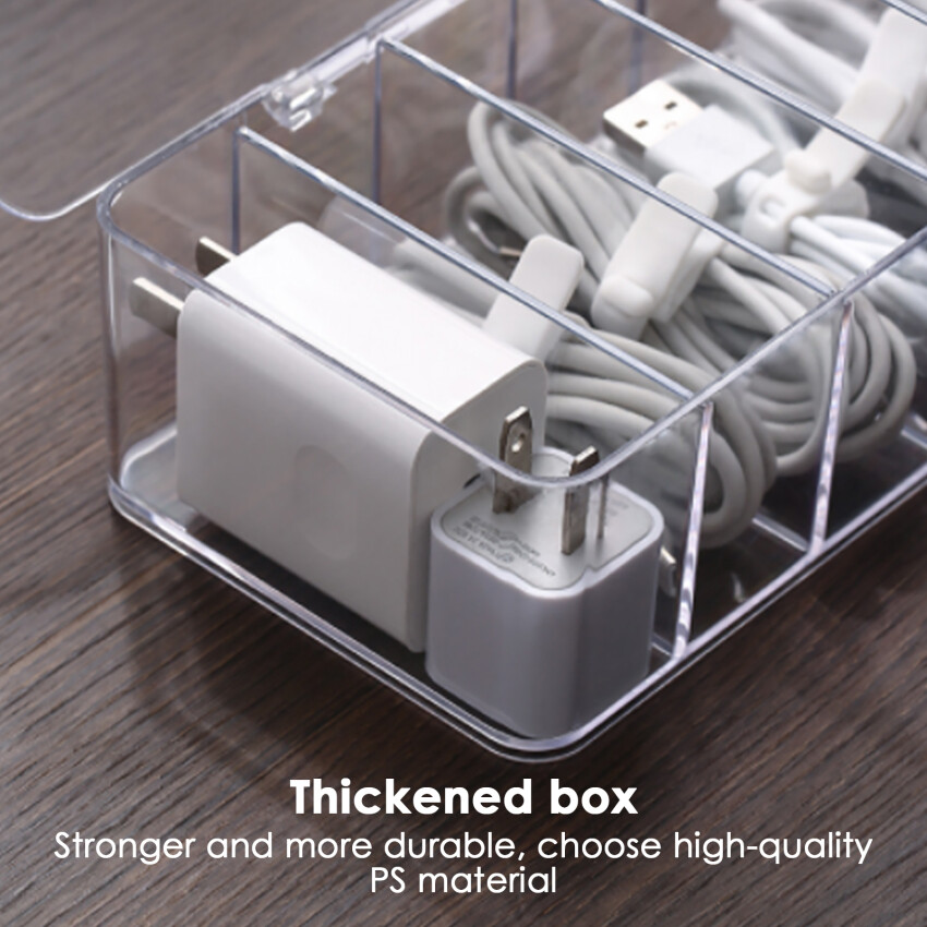 8 Compartments With Lid Dustproof Storage Cable Management Box Finishing Box Desktop Data Cable Storage Box Cosmetic Storage Box Office Supplies Management