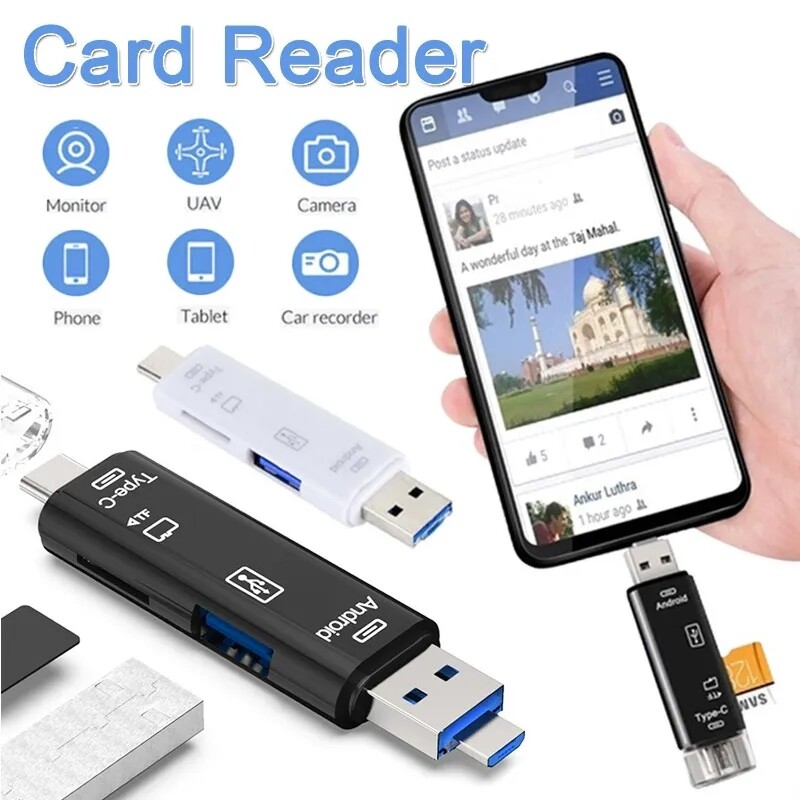 5 trong 1 đa chức năng OTG micro Reader Loại C Cáp Micro USB TF SD thông minh bộ chuyển đổi đầu đọc thẻ nhớ Phụ kiện điện thoại di động
