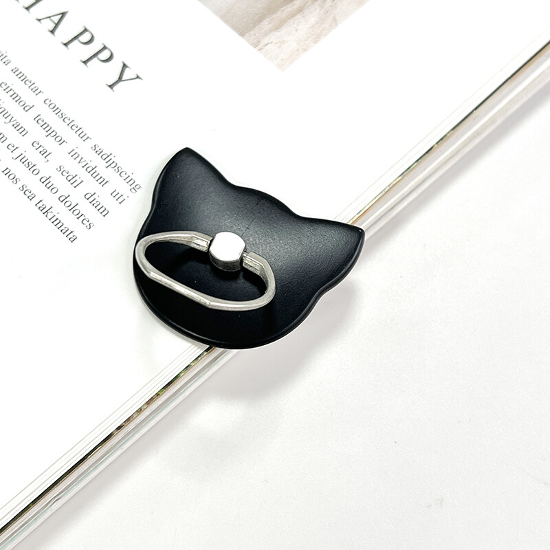 Jizetin Small Black Cat Ring Bracket Stick-on Type Ring Buckle Mobile Phone Case Ring Bracket