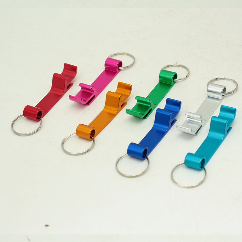 Color Portable Can Opener Aluminum Alloy Keychain 4 in 1 Bottle Opener Beverage Beer Can Opener Party Household with Key Ring