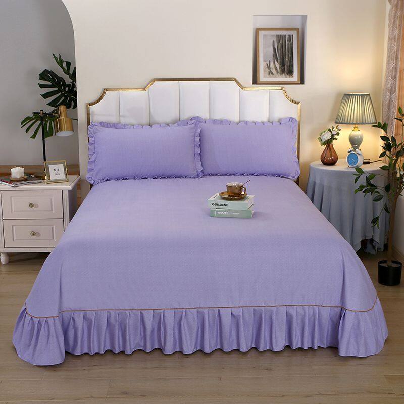 Thickened Bedspread Solid Color Thick Bedspread European Ruffle Round Corner Bedspread One Piece 1.5 Bed 1.8 Bed