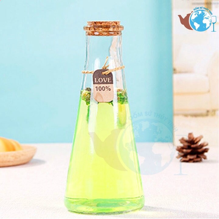 Chai thủy tinh tam giác 350ml nút bần