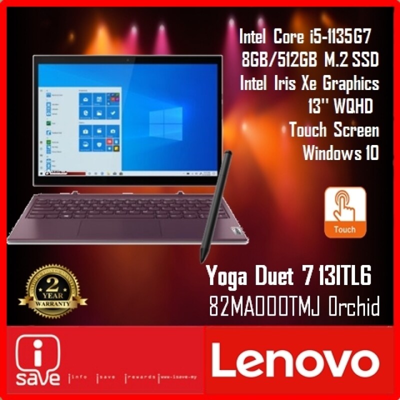Lenovo Yoga Duet 7 13ITL6 82MA000TMJ 13 WQHD Touch Laptop Orchid ( i5-1135G7, 8GB, 512GB SSD, Intel, W10 ) Malaysia