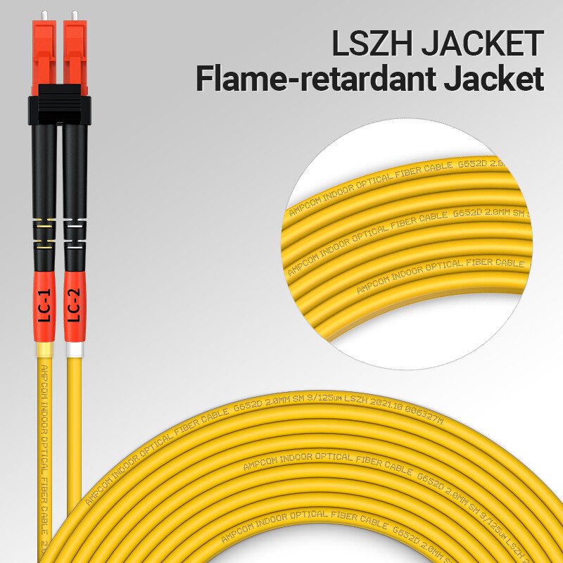 Ampcom chế độ đơn Sợi đôi LC LC Cáp Dây nhảy quang Simplex Duplex 9/125 Cáp nối LC UPC Singlemode Jumper chế độ đơn dây nối tùy biến