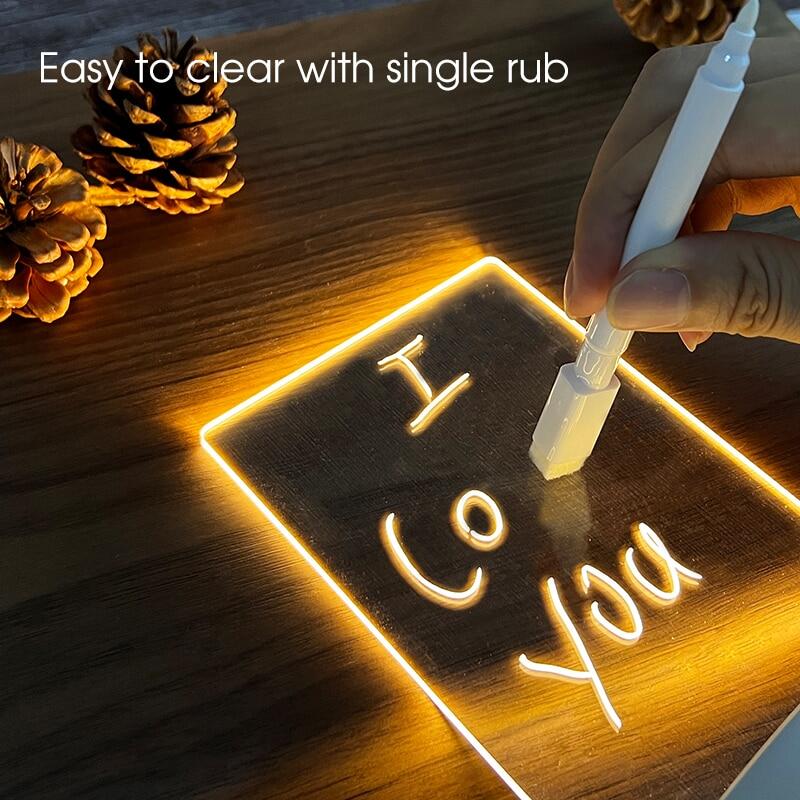Transparent Message Board Light with Pen USB Luminous Lamp DIY Note Daily Memo Board Desktop Decor Led Night Lighting Gift for Children Girlfriend