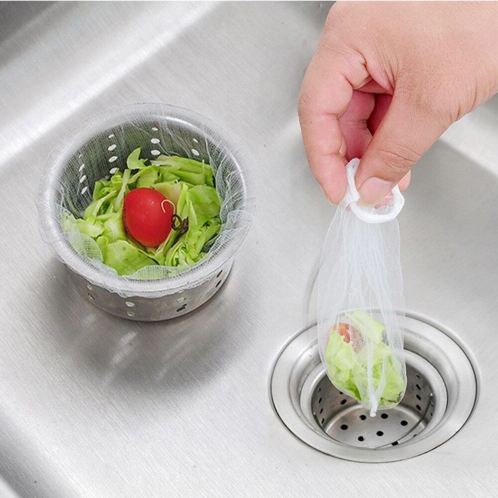 100pcs/200pcs/500pcs Kitchen Sink Net Filter Sink Basket Bag Drain Strainer Filter Net Prevent Clogs 9cmx9cm