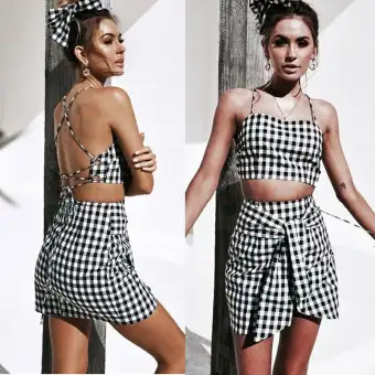 mini skirt and crop top