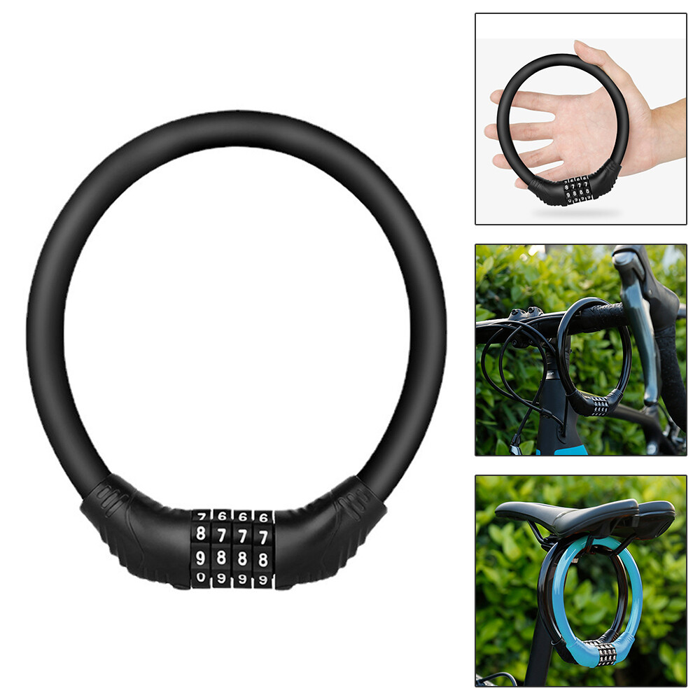 Zinc Alloy Bike Lock 4 Digit Code Combination Bicycle Cable Lock Bicycle Security Lock Bicycle Equipment MTB Anti-theft Ring Lock
