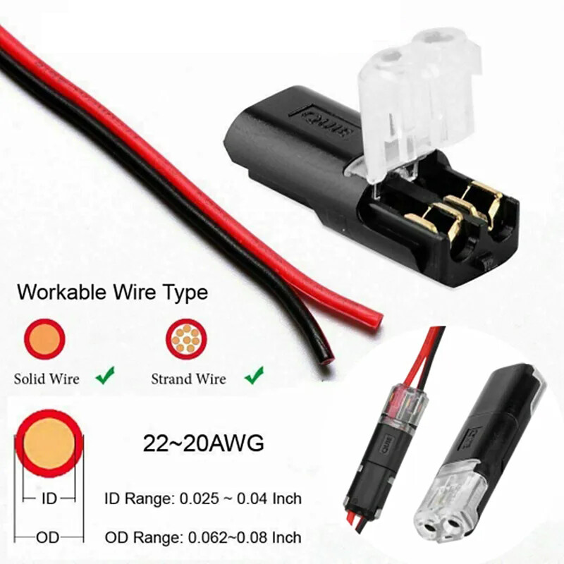10PCS 2 Pin Electrical Terminals Toolless Spring Quick Wire Pluggable Connector Crimp Terminal Block For LED Light Cable