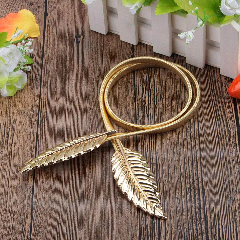 Phụ nữ Kim Loại Lá Thun Co Giãn Dây Lưng Dây Cummerbund Dây Thắt Lưng