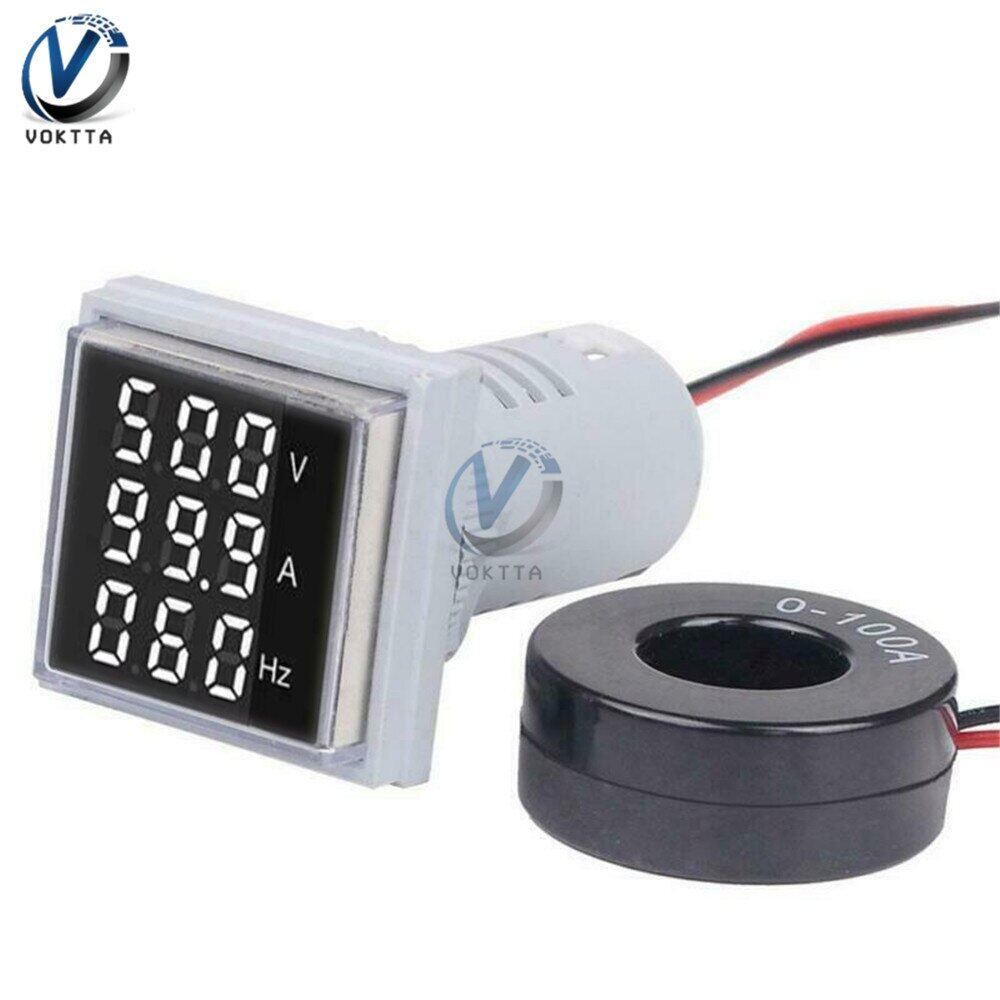 VOKTTA Vôn Kế Kỹ Thuật Số 3 Trong 1 Chính Hãng Ampe Kế Máy Đo Tần Số HZ Hertz Bộ Kiểm Tra Chỉ Báo Điện Áp Dòng Điện Bảng Vuông 22Mm Đèn Tín Hiệu 22Mm