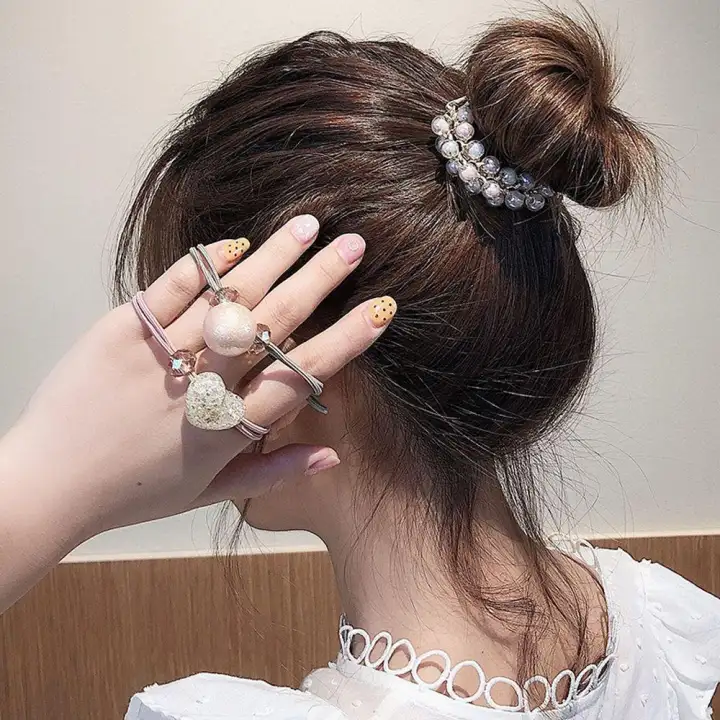 3pcs Fashion Korean Cute Heart Ball Round Hair Rope Women Ponytail