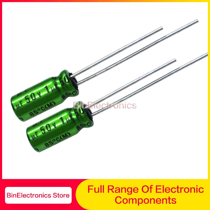 thumbnail image 2 of 200pcs Nippon Chemi-Con 1uF 50V KY Series Low ESR Electrolytic Capacitors – 5x11mm, Japan 2 of 4