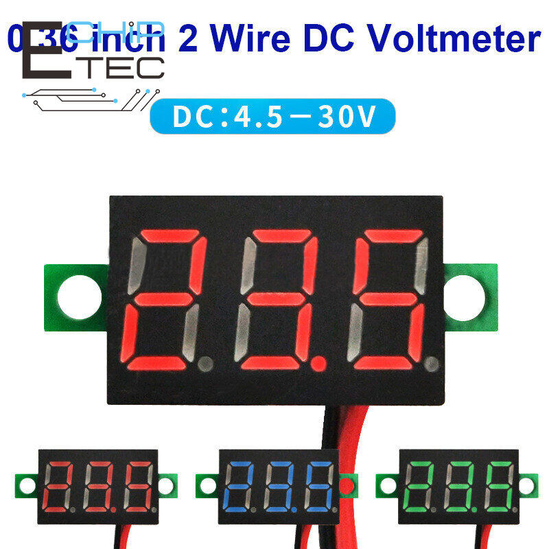 1 Chiếc/3 Chiếc Đầu Vôn Kế 0.36 Inch DC 4.5V-30V Vôn Kế Kỹ Thuật Số Hiển Thị Hai Dây Cho Điện Áp Xe Máy Mét