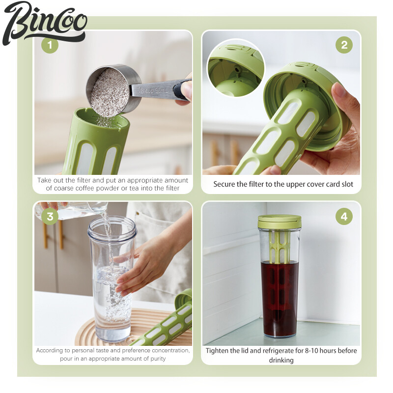 BINCOO Cold Extraction Coffee Pot Ice Drop Sharing Pot Cold Soaking Tea Pot Large Capacity 1000ML