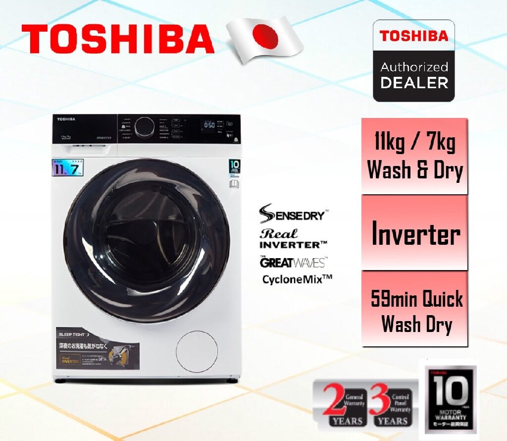 Toshiba 2 in 1 Washer Dryer INVERTER 8KG/5KG Combo Front Load Washing