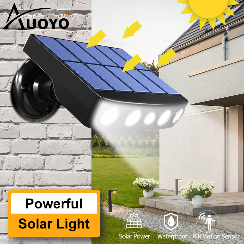 Auoyo Solar Wall Lights LED 3 Mode Sensor Light 6M Human Induction IPX5 Waterproof Outdoor Garden Lighting Spotlights Door Side Garden Stairs Balcony Fence Street Lamp