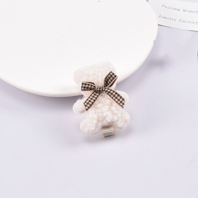 [ILOVEDIY]10 Pcs Korean Style Cute Cartoon Bear Bow Hairpin Hair Clip for Women Plush Hairpin Lamb Hair Headdress Sweet Side Bangs Hairpin
