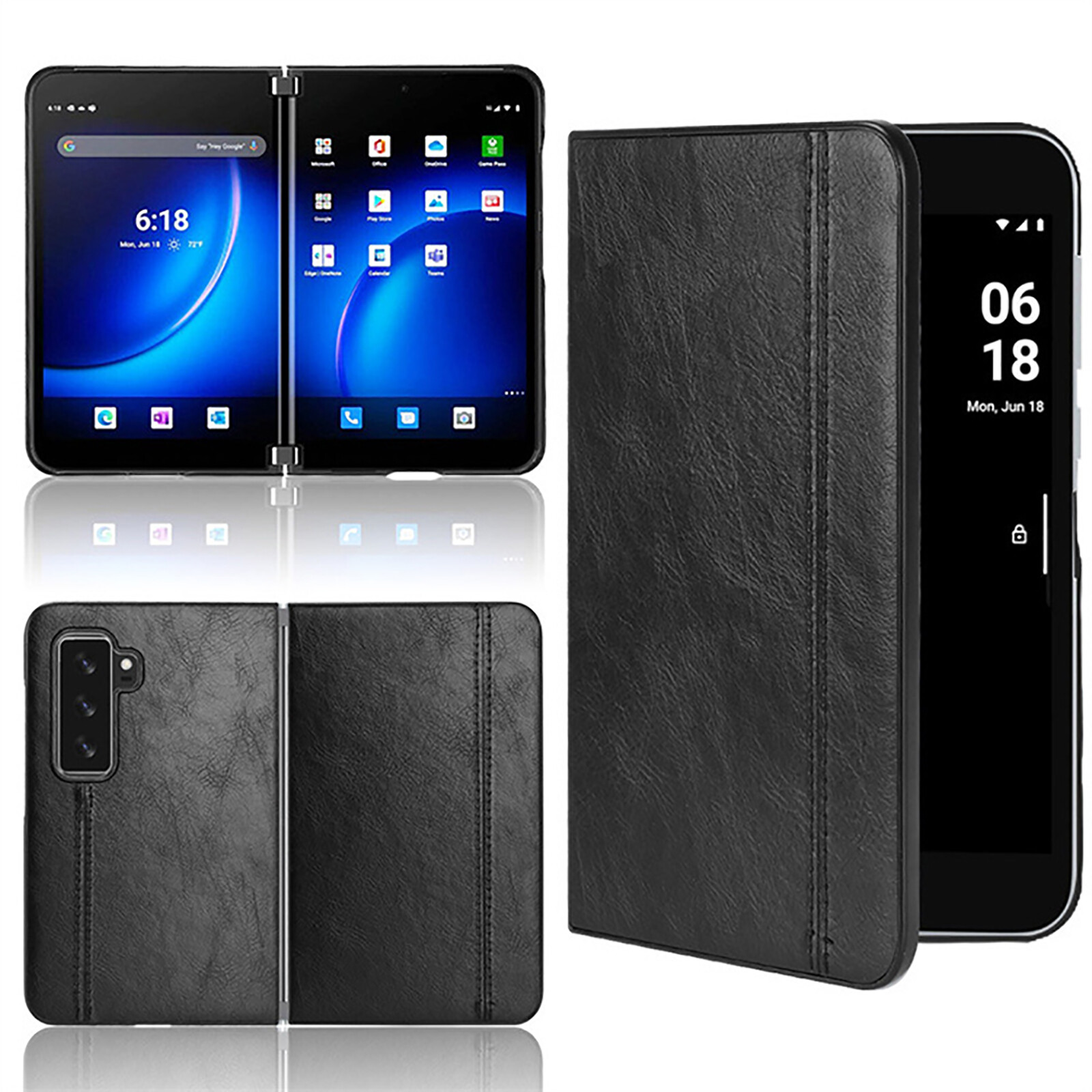 For Microsoft Surface Duo 2 Case PC Matte Leather Shockproof Slim Cover Skin