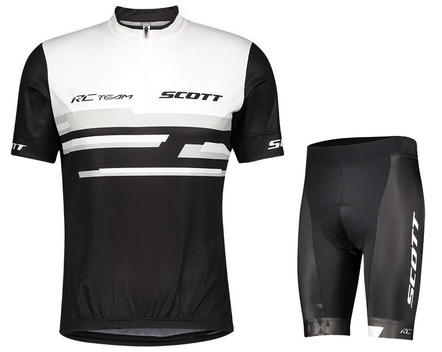 Quick Dry Mountain Bike Breathable Short Sleeve White-Black Cycling Jersey And Shorts Set For Men