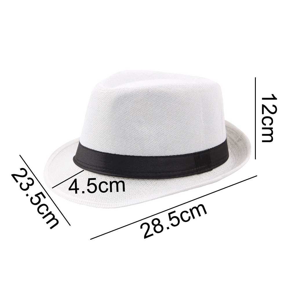 chenx Men Solid Color Wide Brim Fedora Felt Hat Panama Cap Boater Summer Beach  Sunhat