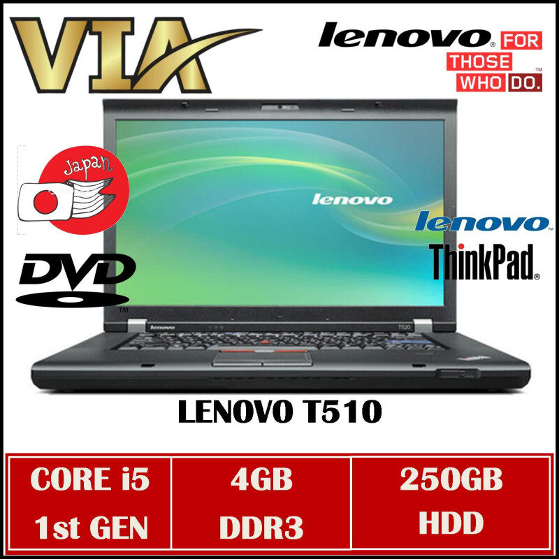 Buisness Laptop LENOVO ThinkPad T510 CORE i5 1st GEN~4GB DDR3~250GB HDD~W7~DVD~Wifi Ready~ Malaysia
