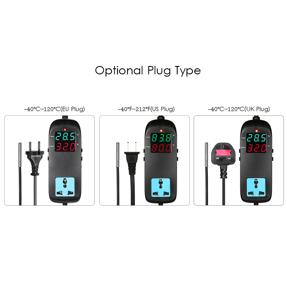 Smart Sensor Electronic Thermostat LED Digital Display Breeding Temperature Controller Thermocouple Thermostat with Socket AC 90V~250V