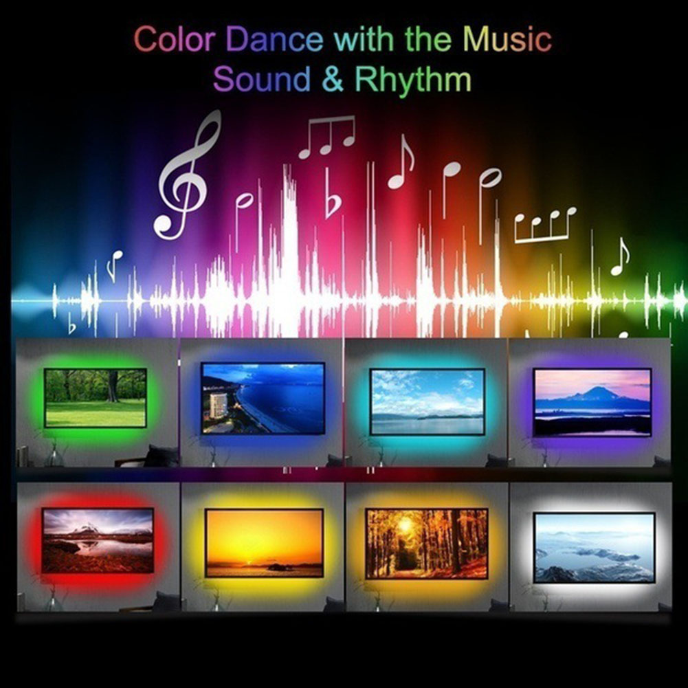 SMD 5050 USB LED Music Control Strip Light RGB Flexible Tape String Lamp