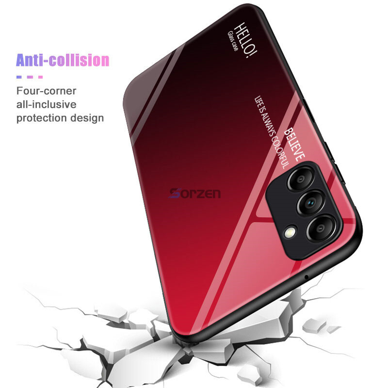 For Samsung Galaxy A14 5G Shockproof Gradient Tempered Glass Casing Full Protective Back Case Cover