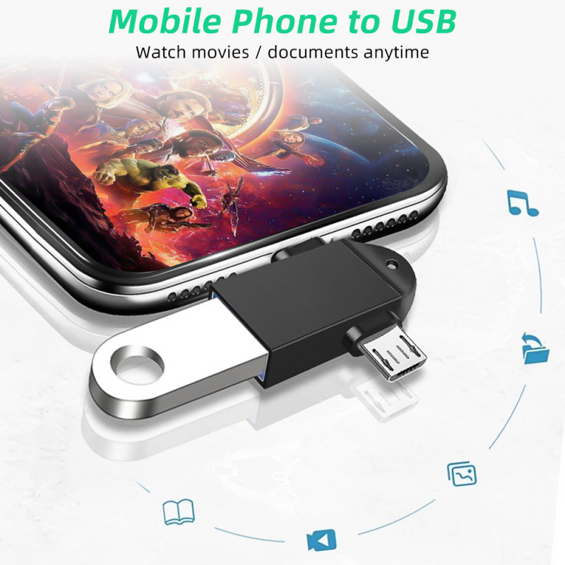 Bộ Chuyển Đổi FONKEN Otg Type C 2 Trong 1 Bộ Chuyển Đổi Otg Micro Usb Usb Usb C 3.0 Flash Disk Chuột Kết Nối Cho Điện Thoại Thông Minh Android Đầu Cắm Usb