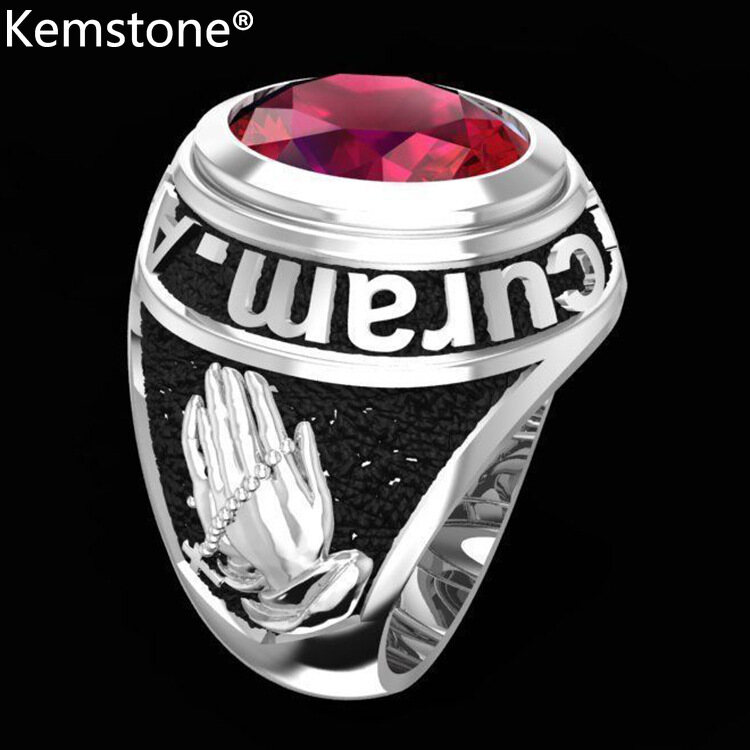 Kemstone Creative Silver/Gold Oval Colorful Crystal Inspirational Proverb Rings for Men