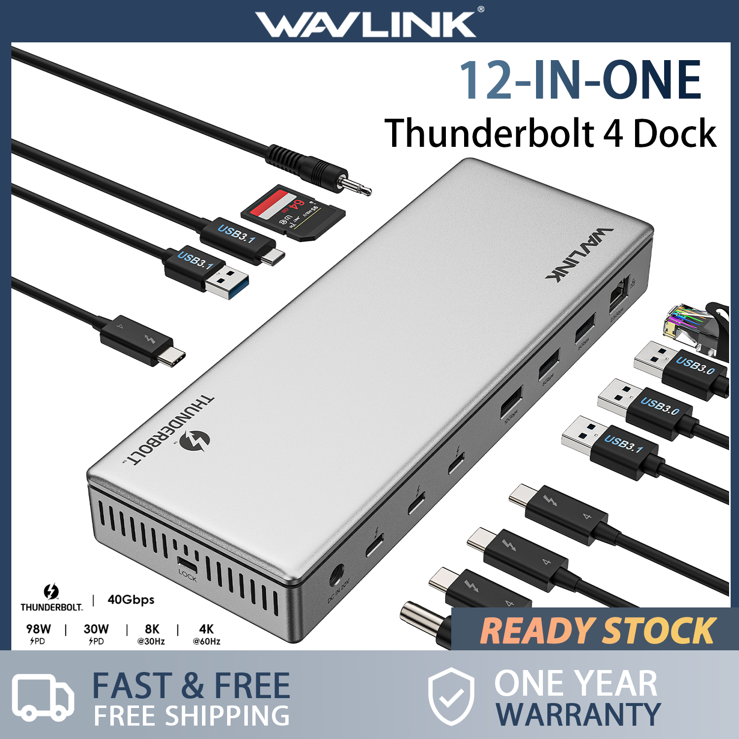 WAVLINK USB C shops Docking Station Thunderbolt 3 Dock Single 8K/Dual 4K Display