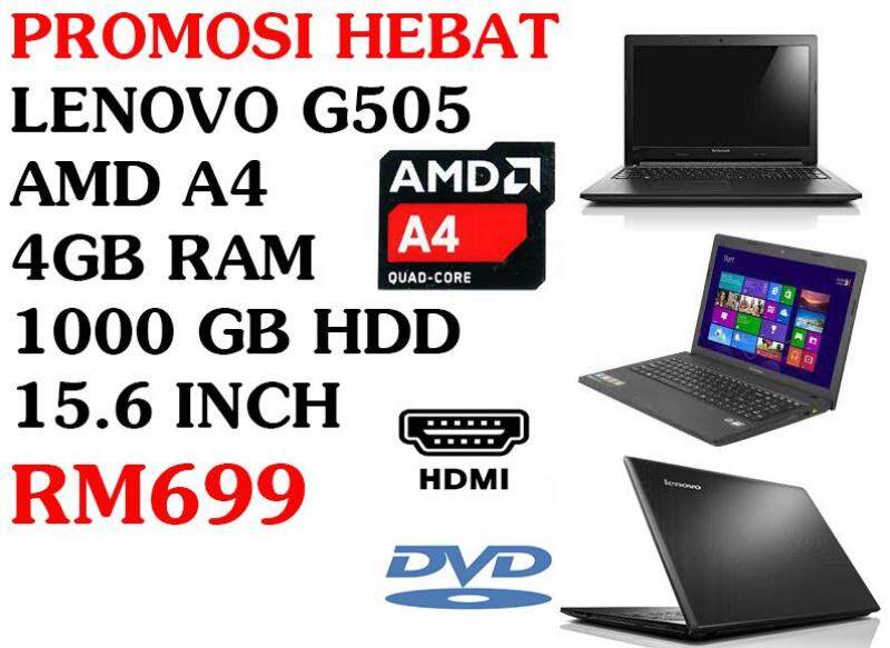PROMOSI HEBAT LENOVO G505 AMD A4 4GB RAM 1000 GB HDD 15.6 INCH Malaysia