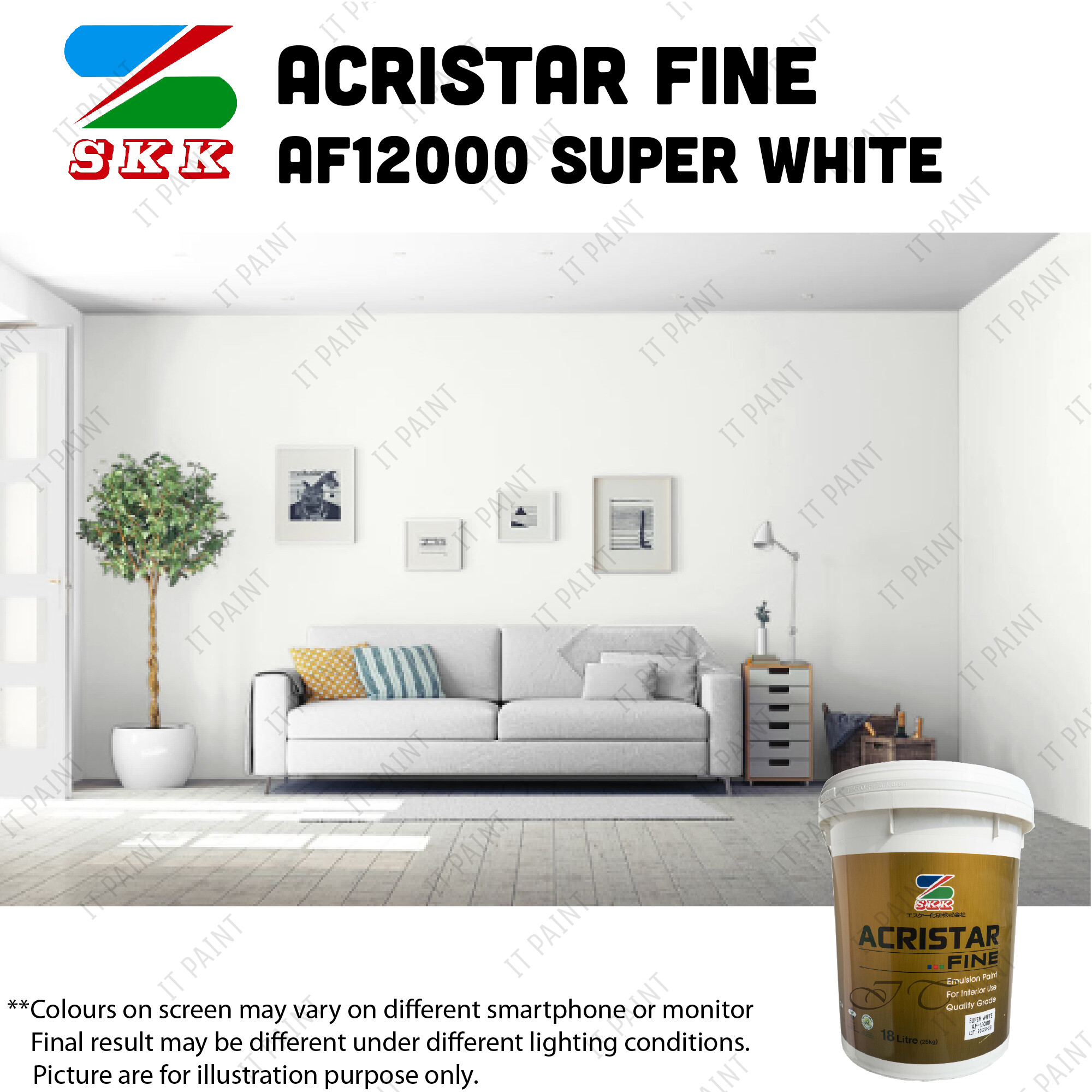[7 Liter] SKK Paint Acristar Fine 7L Emulsion Indoor Wall Paint for Interior Wall and Ceiling