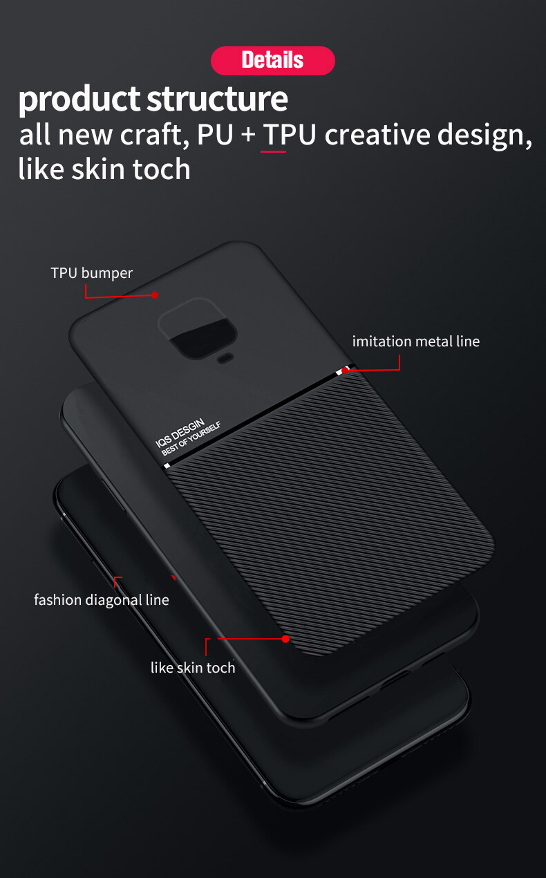 Hontinga For Xiaomi Redmi Note 9S Case Xiaomi Redmi Note 9 Pro Case Slim Leather Texture Casing Fahion Slim Matte Protective Phone Case Cove Shockproof Cases Coque   Handphone Case